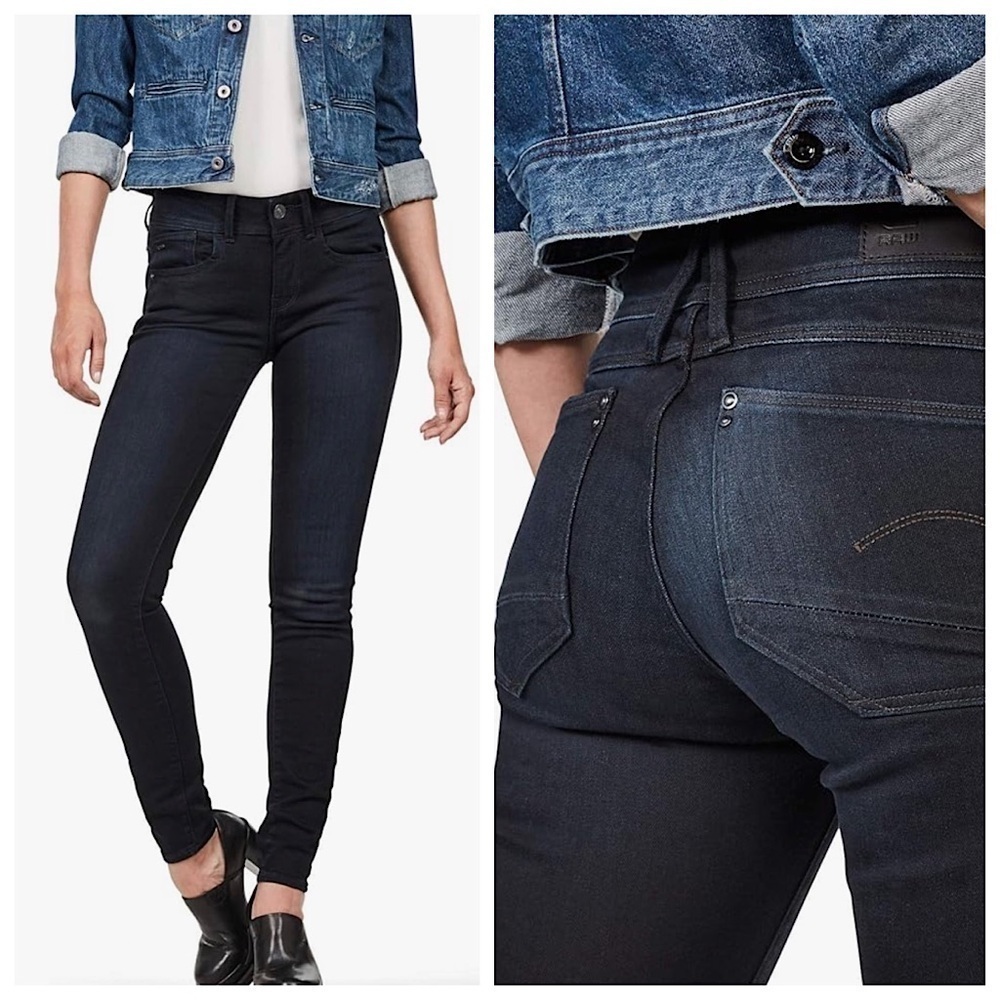 NEW! G-STAR RAW LYNN MID SKINNY Jeans Size 25 Women Indigo Blue NWT Luxury Denim